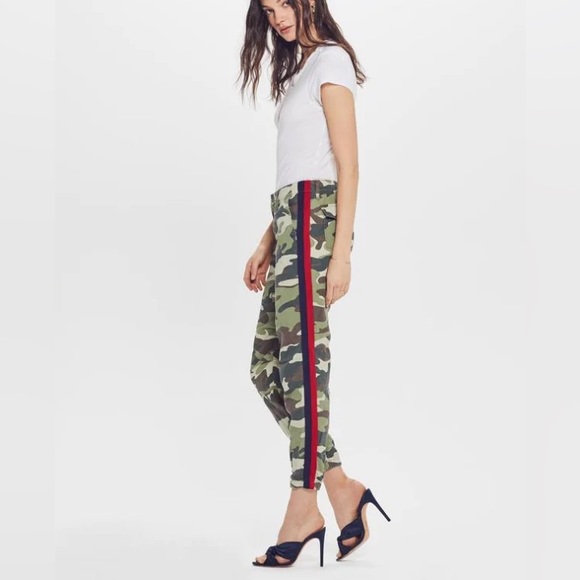 Mother camo jogger pants linen blend no zip misfit side stripe 23 - Picture 2 of 13